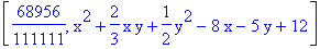 [68956/111111, x^2+2/3*x*y+1/2*y^2-8*x-5*y+12]